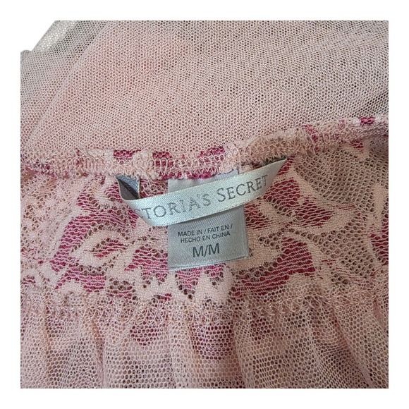 Victoria Secret Pink Lace Halter Babydoll Chemise Lingerie Medium Floral Whimsyl - Picture 4 of 7